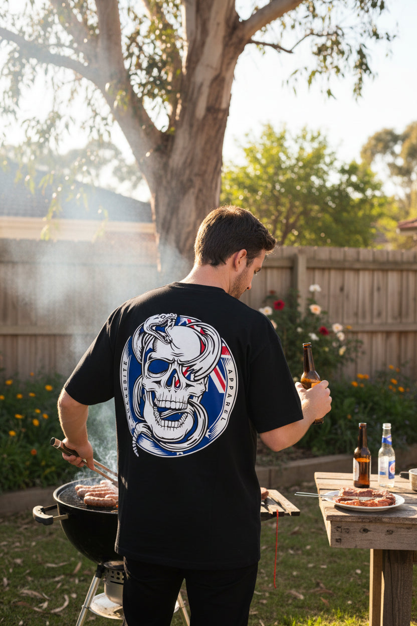 Reversed True Blue Venom Oversized Black Heavy Tee